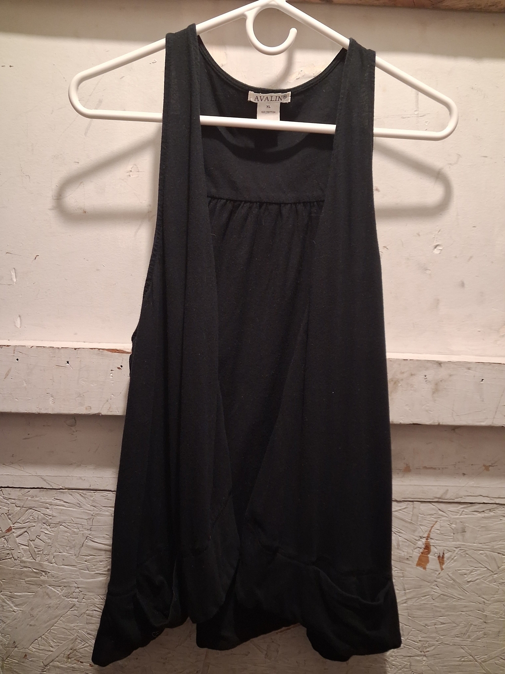Avalin Black Sleeveless Draped Sleeveless Cardigan W Pockets XL